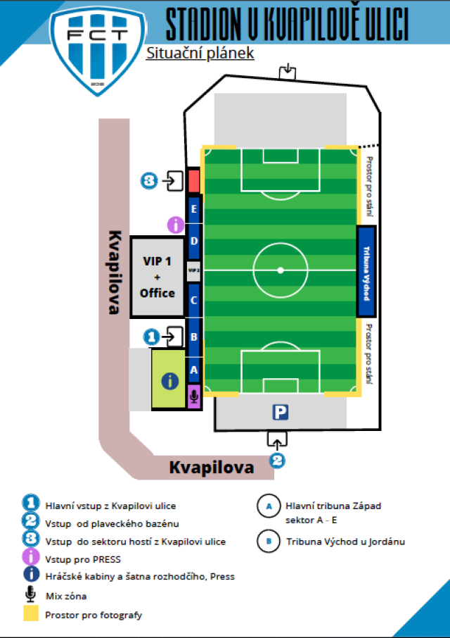 Situační plán stadion Kvapilova
